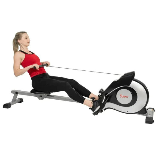 Take Your Cardio Workouts to the Next Level with the Sunny Health & Fitness Magnetic Rowing Machine - Silver - MVP Sports Wear & Gear