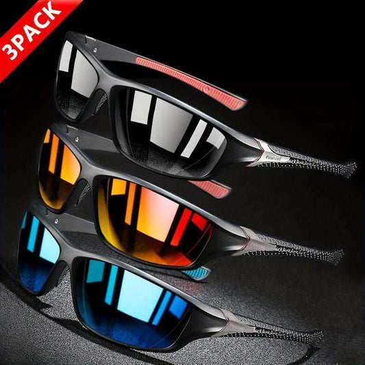 3pcs Men's Sports Polarized Sunglasses With Lightweight Frame, Perfect For Cycling, Driving, Fishing, Golf - MVP Sports Wear & Gear