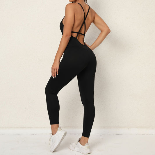 European and American V Neck, No Awkward Thread, Tight Backless One Piece Yoga Pants, Sports Running, Fitness - MVP Sports Wear & Gear