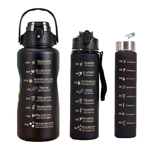 Set of 3 Large Capacity Water Flask Leakproof Frosted Beverage Bottle - MVP Sports Wear & Gear