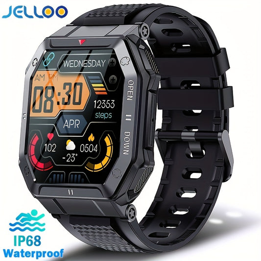 JELLOO Men's Military Outdoor Sports Smart Watch For Men With 1.85" Large Screen Super Long Standby Fitness Tracker For Android IOS Phone - MVP Sports Wear & Gear