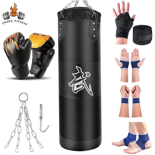 100/120cm Unfilled Heavy Punching Bag Professional Boxing Sandbag with Hanging Accessorie for MMA Muay Thai Kickboxing Taekwondo - MVP Sports Wear & Gear
