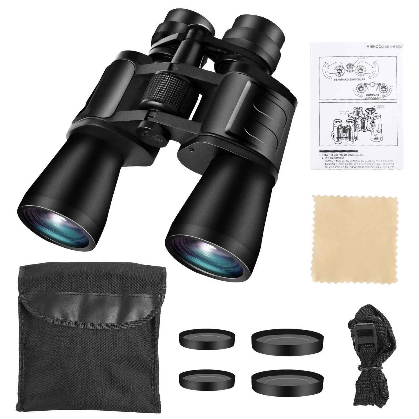 Portable Zoom Binoculars with FMC Lens Low Light Night Vision for Bird Watching Hunting Sports Events Concerts Adults Kids - Black by VYSN