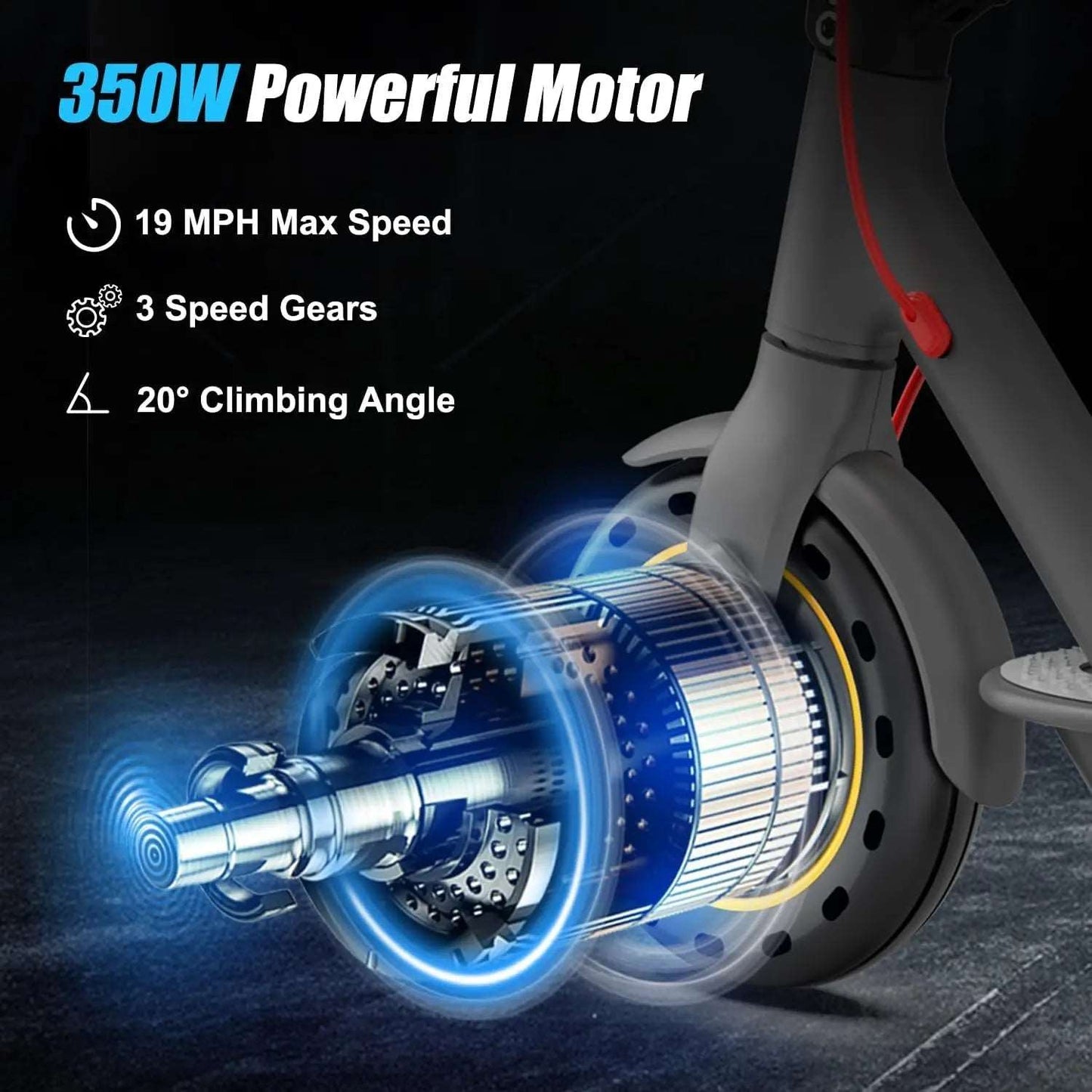 350W Electric Scooter for Adults 36V 10.4AH Max Speed 30KM/H 8.5 Inch Tires Shock Absorption City Commuter Folding E-Scooter - MVP Sports Wear & Gear