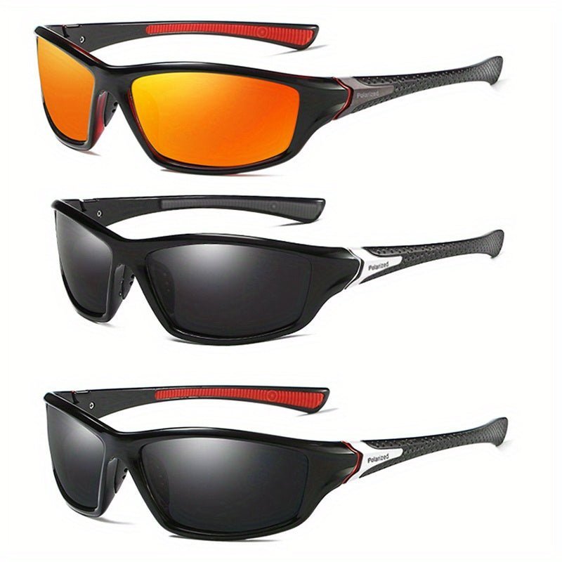 3pcs Men's Sports Polarized Sunglasses With Lightweight Frame, Perfect For Cycling, Driving, Fishing, Golf - MVP Sports Wear & Gear