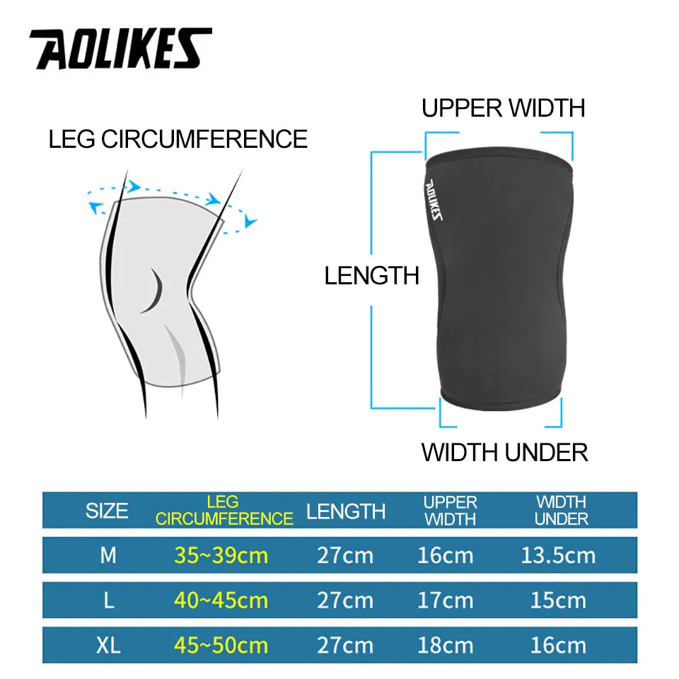 AOLIKES 1 Pair 7mm Neoprene Sports Kneepads Compression Weightlifting Pressured Crossfit Support Men and Women - MVP Sports Wear & Gear