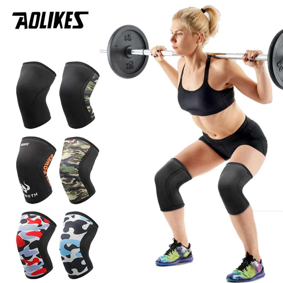 AOLIKES 1 Pair 7mm Neoprene Sports Kneepads Compression Weightlifting Pressured Crossfit Support Men and Women MVP Sports Wear & Gear