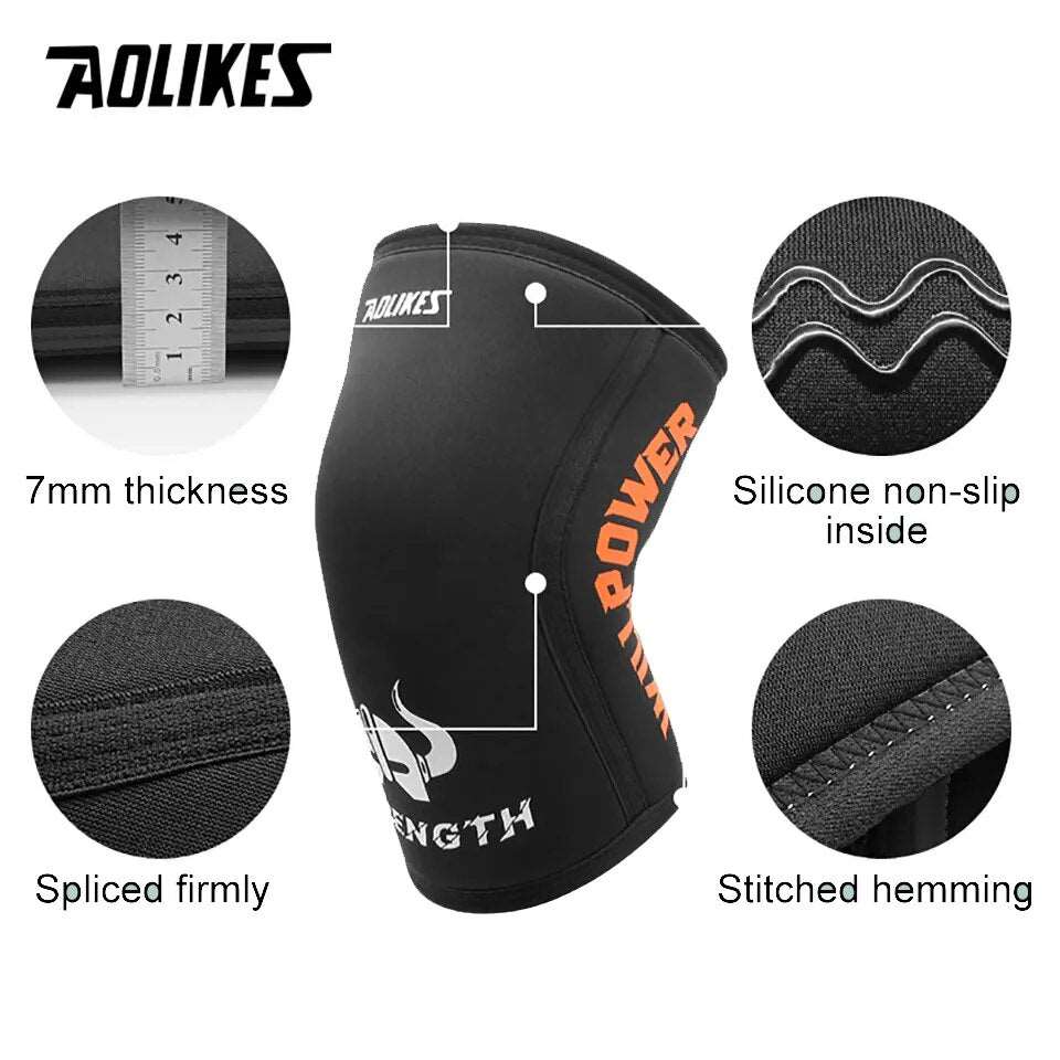 AOLIKES 1 Pair 7mm Neoprene Sports Kneepads Compression Weightlifting Pressured Crossfit Support Men and Women - MVP Sports Wear & Gear