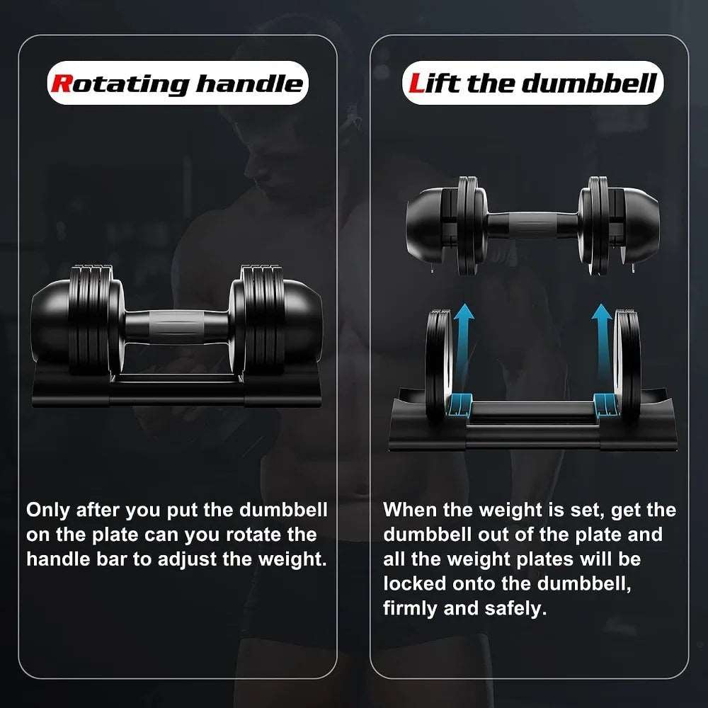 Adjustable Dumbbell, Single Dumbbell Set with Tray for Workout Strength Training Fitness, Adjustable Weight Dial Dumbbell - MVP Sports Wear & Gear