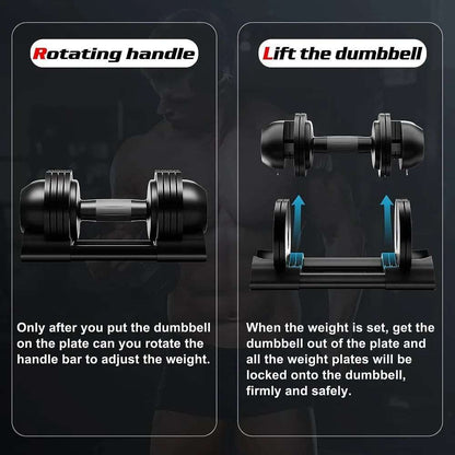 Adjustable Dumbbell, Single Dumbbell Set with Tray for Workout Strength Training Fitness, Adjustable Weight Dial Dumbbell - MVP Sports Wear & Gear