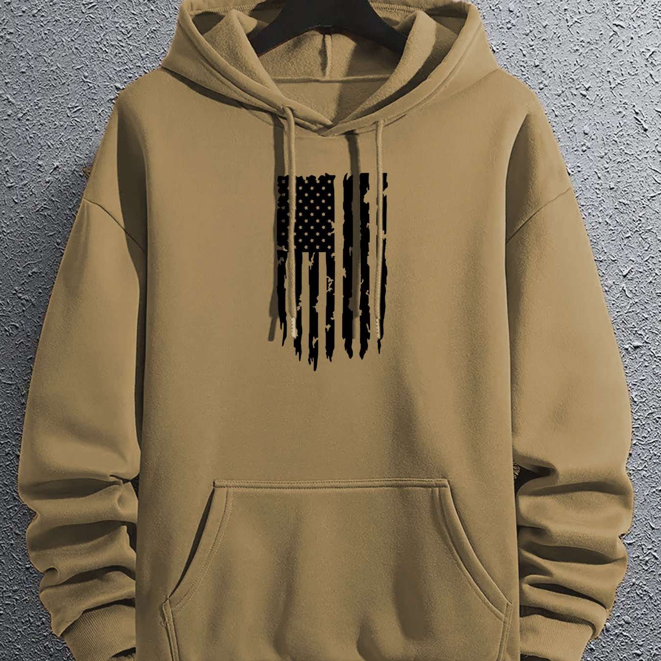 American Flag Print, Men's Trendy Graphic Hoodie, Casual Slightly Stretch Breathable Hooded Sweatshirt For Outdoor - MVP Sports Wear & Gear