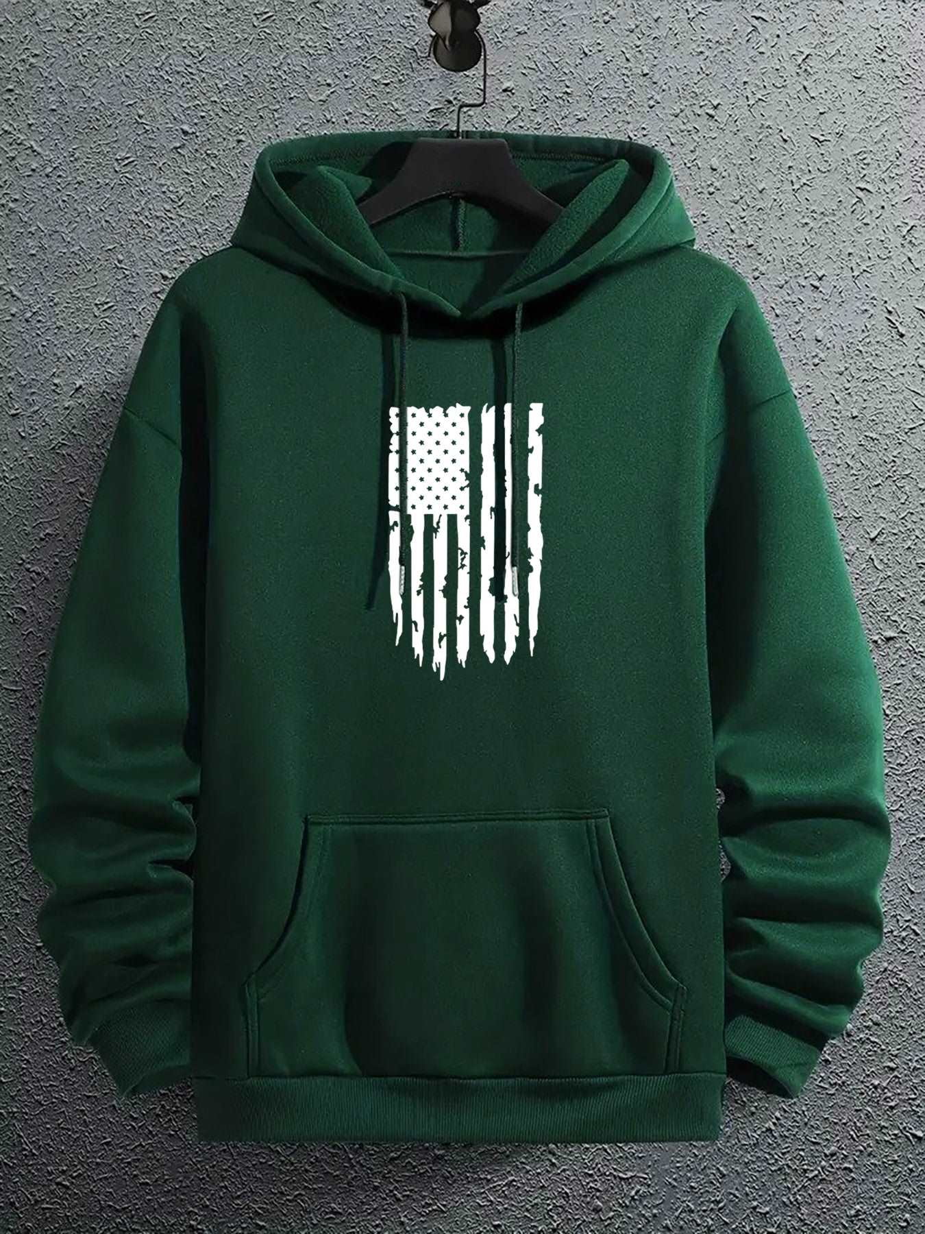 American Flag Print, Men's Trendy Graphic Hoodie, Casual Slightly Stretch Breathable Hooded Sweatshirt For Outdoor - MVP Sports Wear & Gear