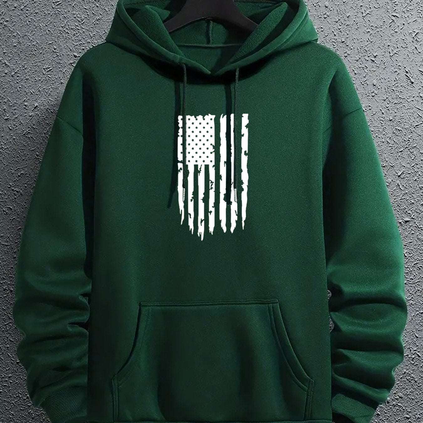 American Flag Print, Men's Trendy Graphic Hoodie, Casual Slightly Stretch Breathable Hooded Sweatshirt For Outdoor - MVP Sports Wear & Gear