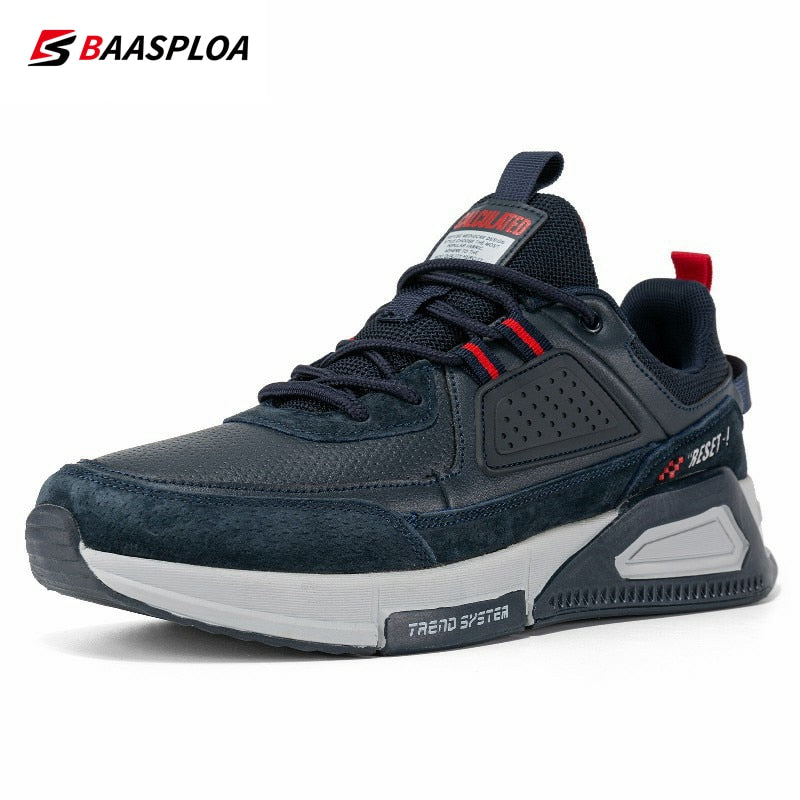 Baasploa New Men’s Leather Fashion Casual Sneaker Waterproof Walking Shoes Non-Slip Wear-Resistant Sport  Shoes - MVP Sports Wear & Gear