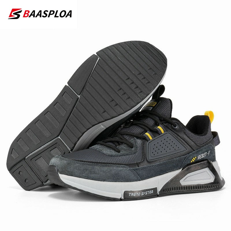 Baasploa New Men’s Leather Fashion Casual Sneaker Waterproof Walking Shoes Non-Slip Wear-Resistant Sport  Shoes - MVP Sports Wear & Gear