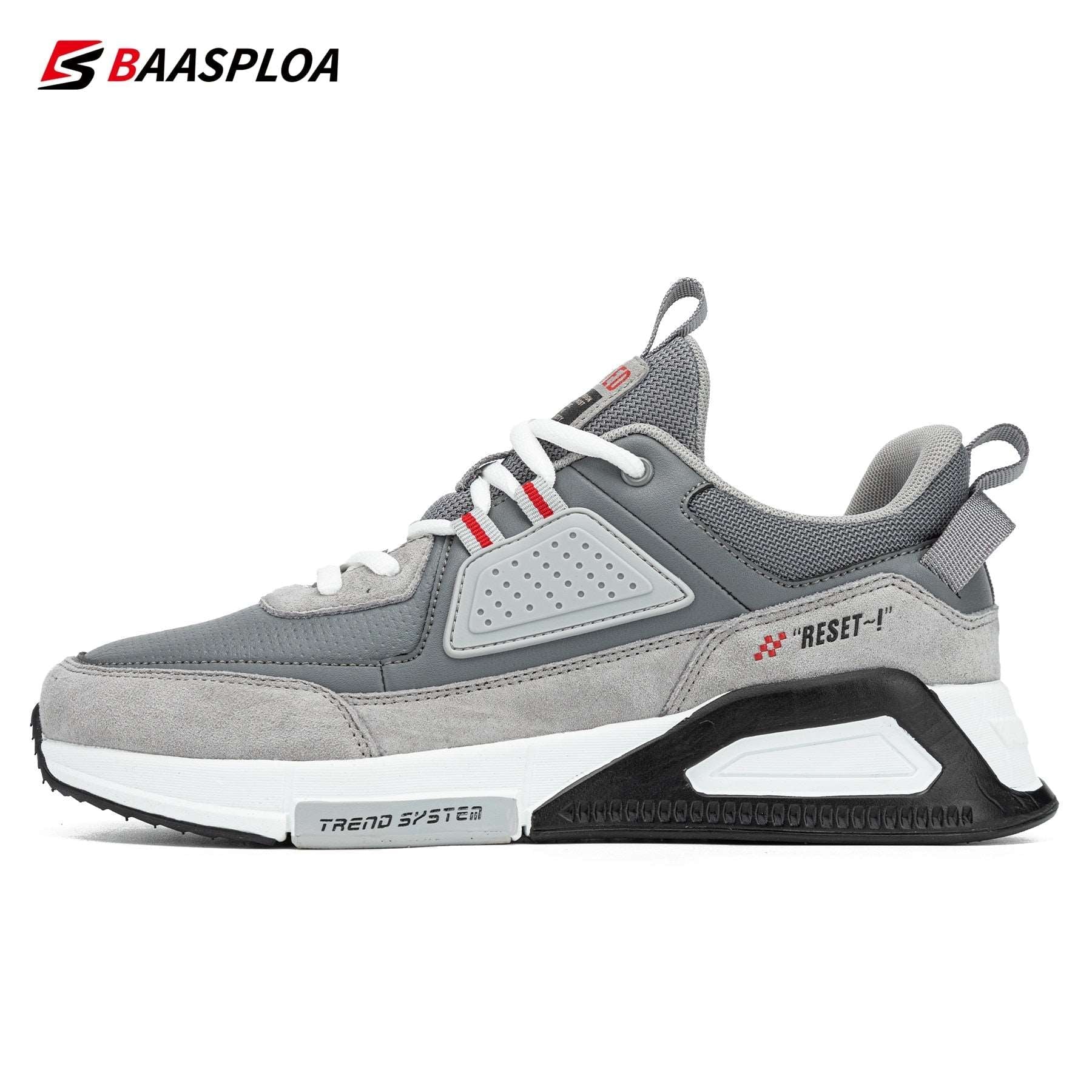 Baasploa New Men’s Leather Fashion Casual Sneaker Waterproof Walking Shoes Non-Slip Wear-Resistant Sport  Shoes - MVP Sports Wear & Gear