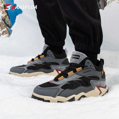 Baasploa Winter Men's Leather Sneakers Waterproof Plush Warm - MVP Sports Wear & Gear