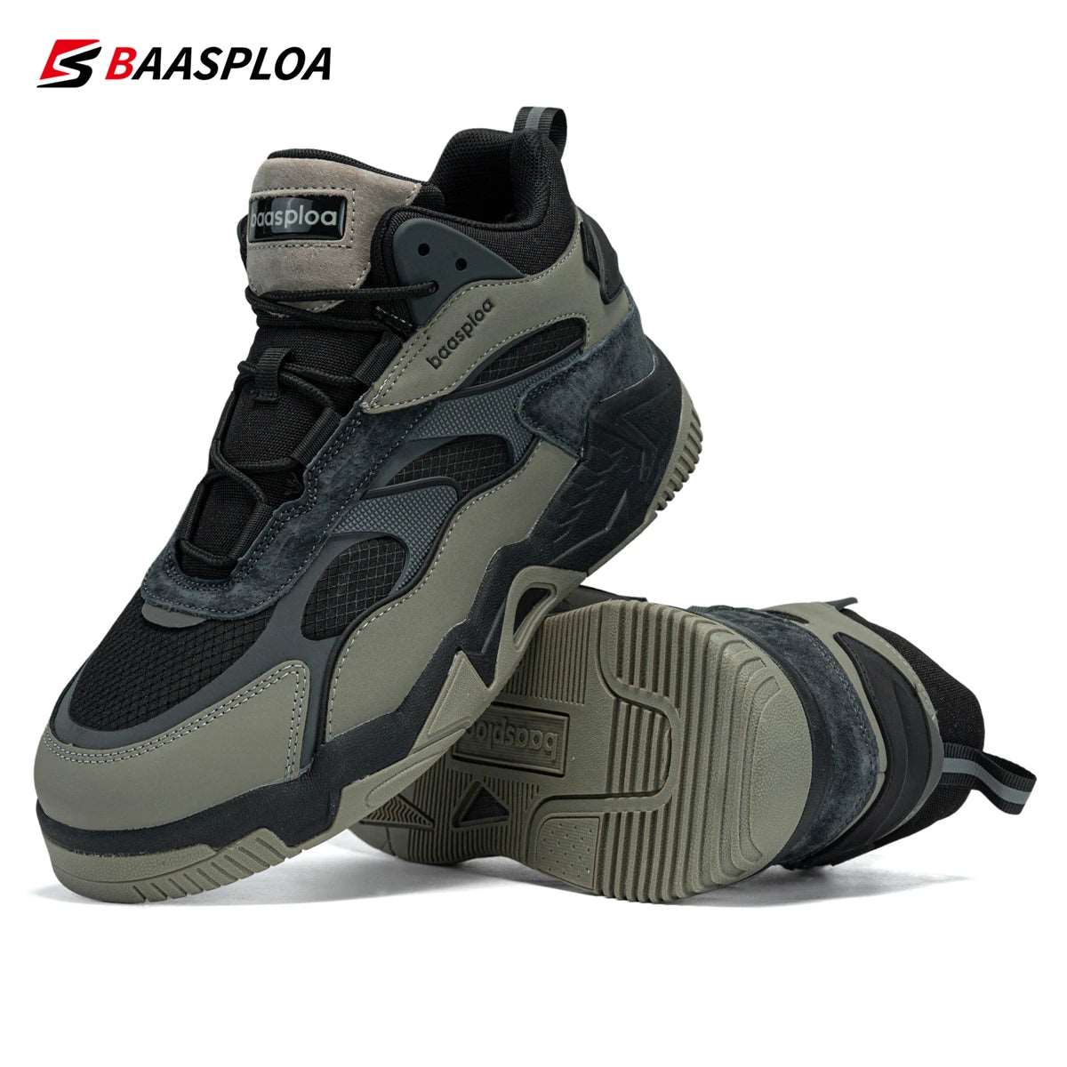 Baasploa Winter Men's Leather Sneakers Waterproof Plush Warm - MVP Sports Wear & Gear