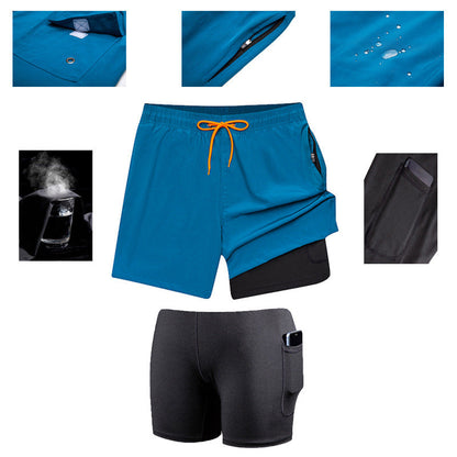 Beach Pants, Zipper Pockets, 2 In 1 Swimming Pants, Quick Drying, and Anti Splashing Solid Color Shorts - MVP Sports Wear & Gear