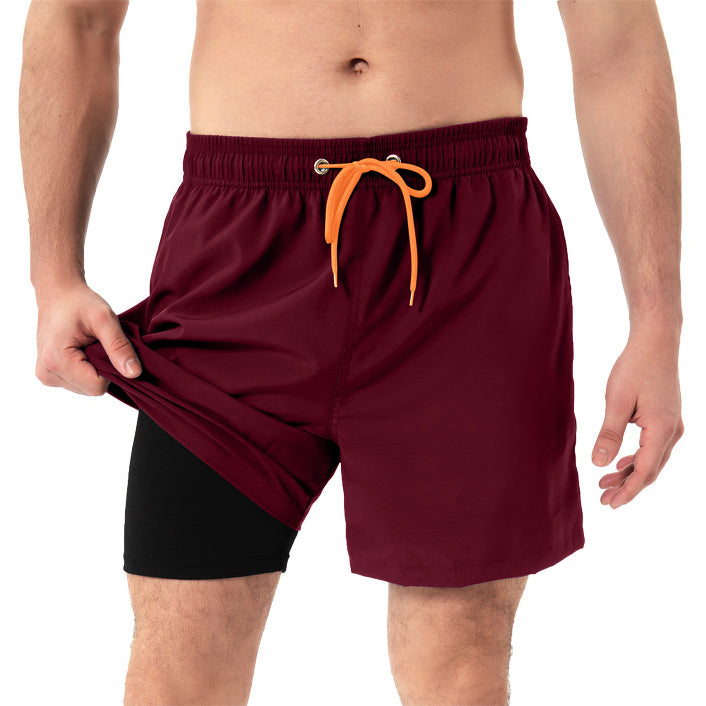 Beach Pants, Zipper Pockets, 2 In 1 Swimming Pants, Quick Drying, and Anti Splashing Solid Color Shorts - MVP Sports Wear & Gear