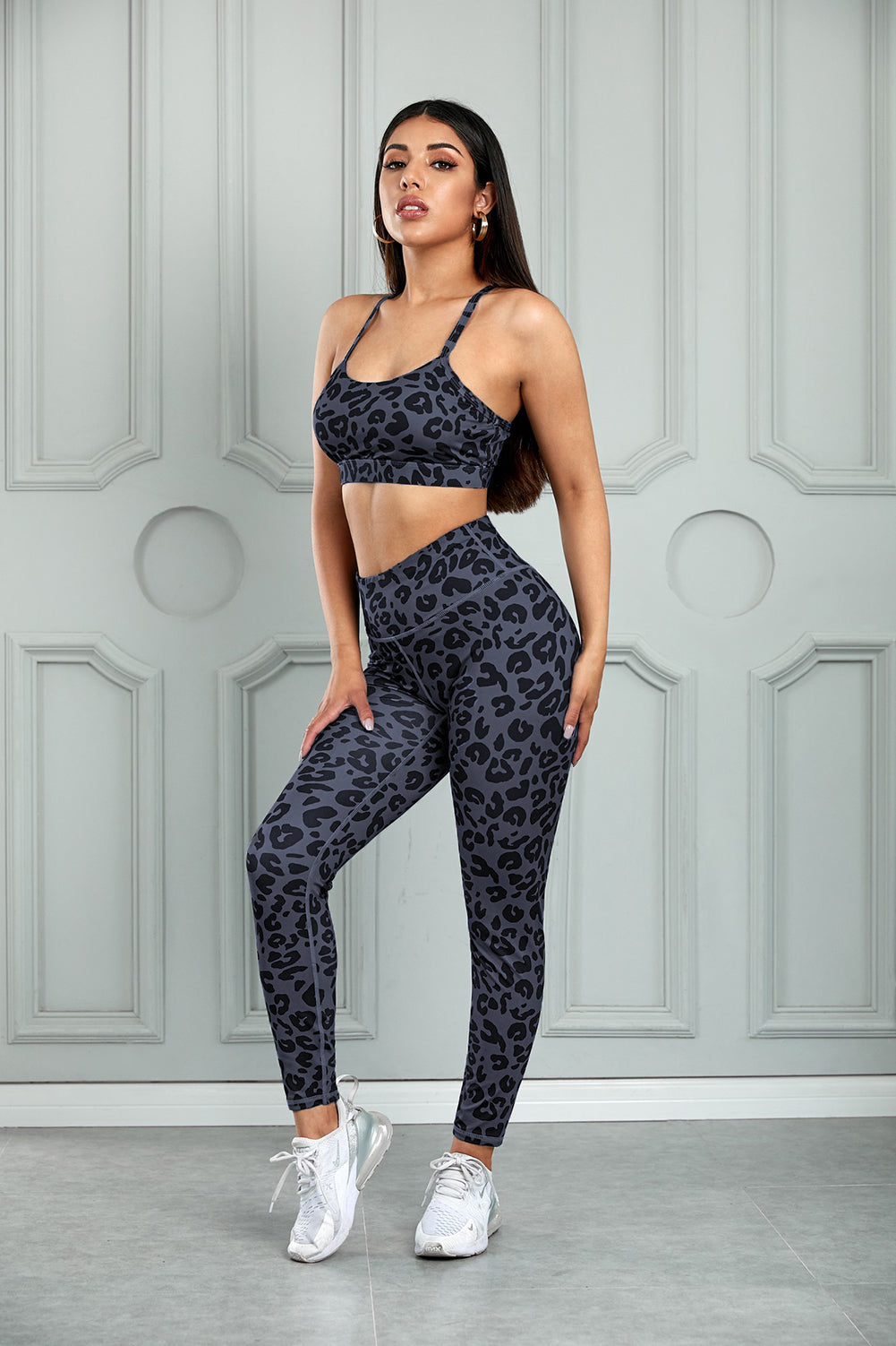 Charcoal Leopard Sports Bra and Legging Set - MVP Sports Wear & Gear