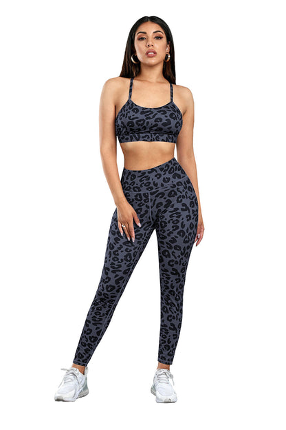 Charcoal Leopard Sports Bra and Legging Set - MVP Sports Wear & Gear