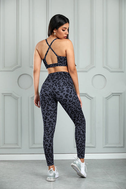 Charcoal Leopard Sports Bra and Legging Set - MVP Sports Wear & Gear