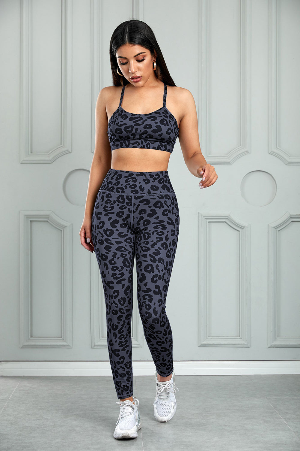 Charcoal Leopard Sports Bra and Legging Set - MVP Sports Wear & Gear