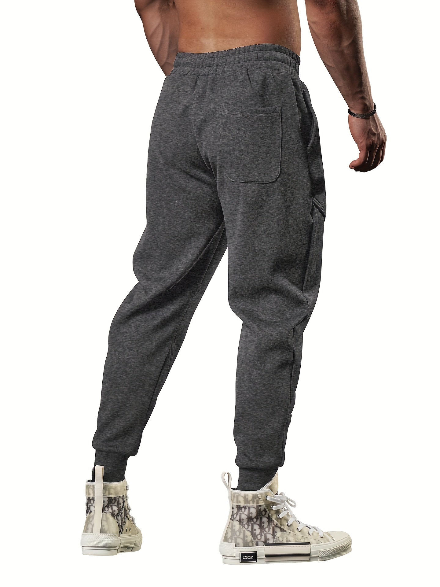 Classic Design Tapered Joggers, Men's Casual Stretch Waist Drawstring Sports Pants - MVP Sports Wear & Gear