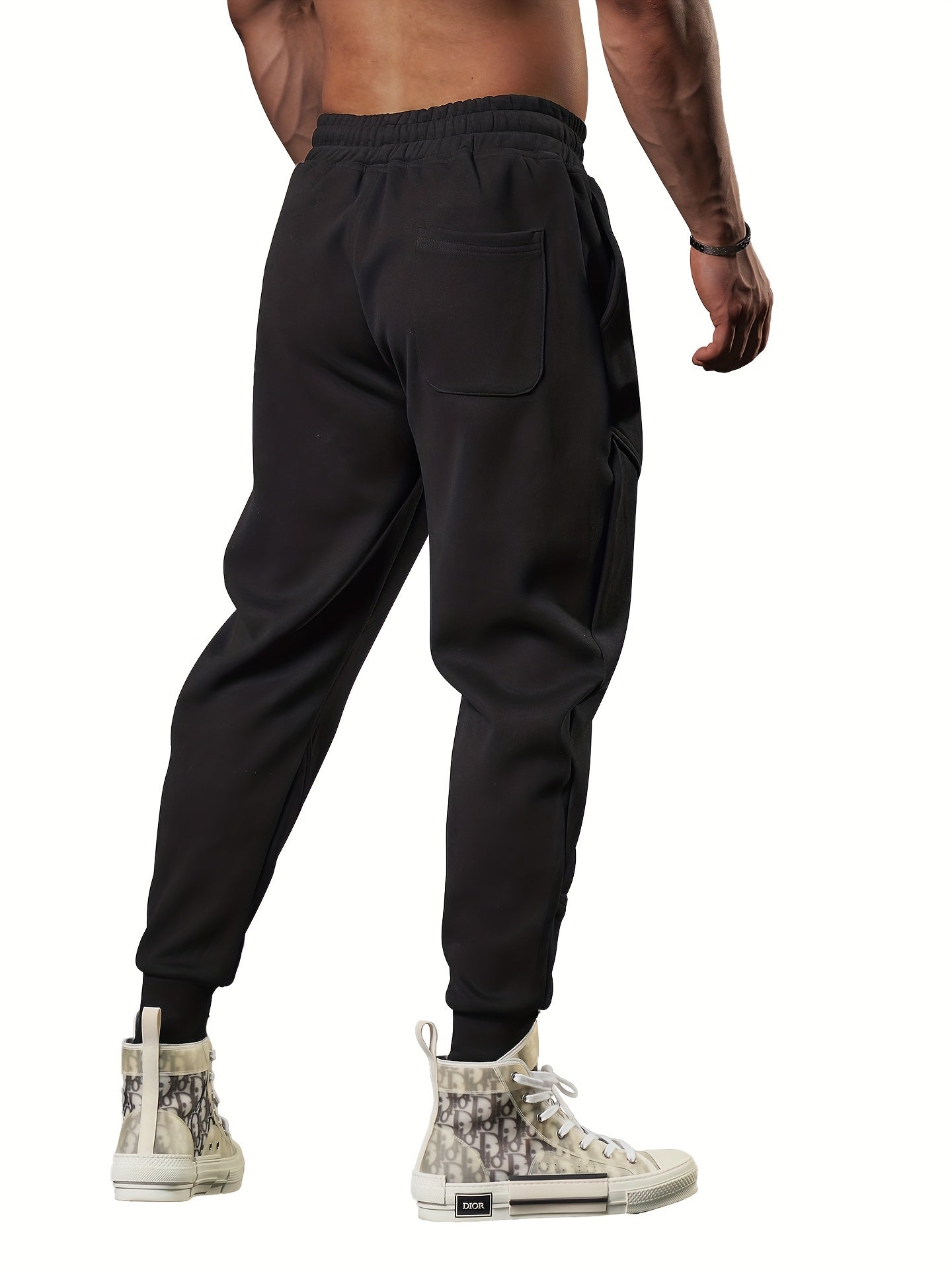 Classic Design Tapered Joggers, Men's Casual Stretch Waist Drawstring Sports Pants - MVP Sports Wear & Gear