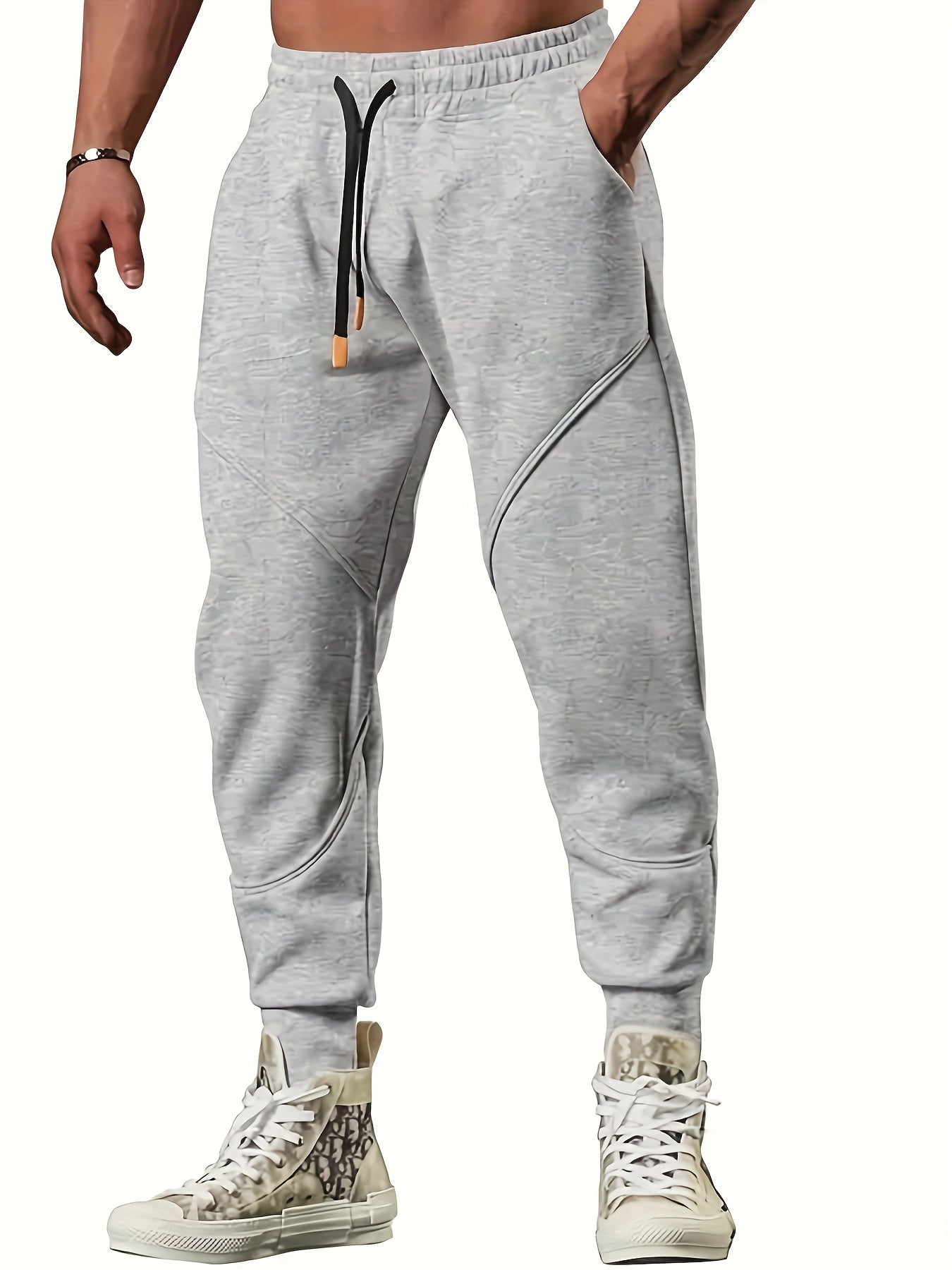 Classic Design Tapered Joggers, Men's Casual Stretch Waist Drawstring Sports Pants - MVP Sports Wear & Gear