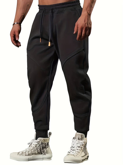 Classic Design Tapered Joggers, Men's Casual Stretch Waist Drawstring Sports Pants - MVP Sports Wear & Gear