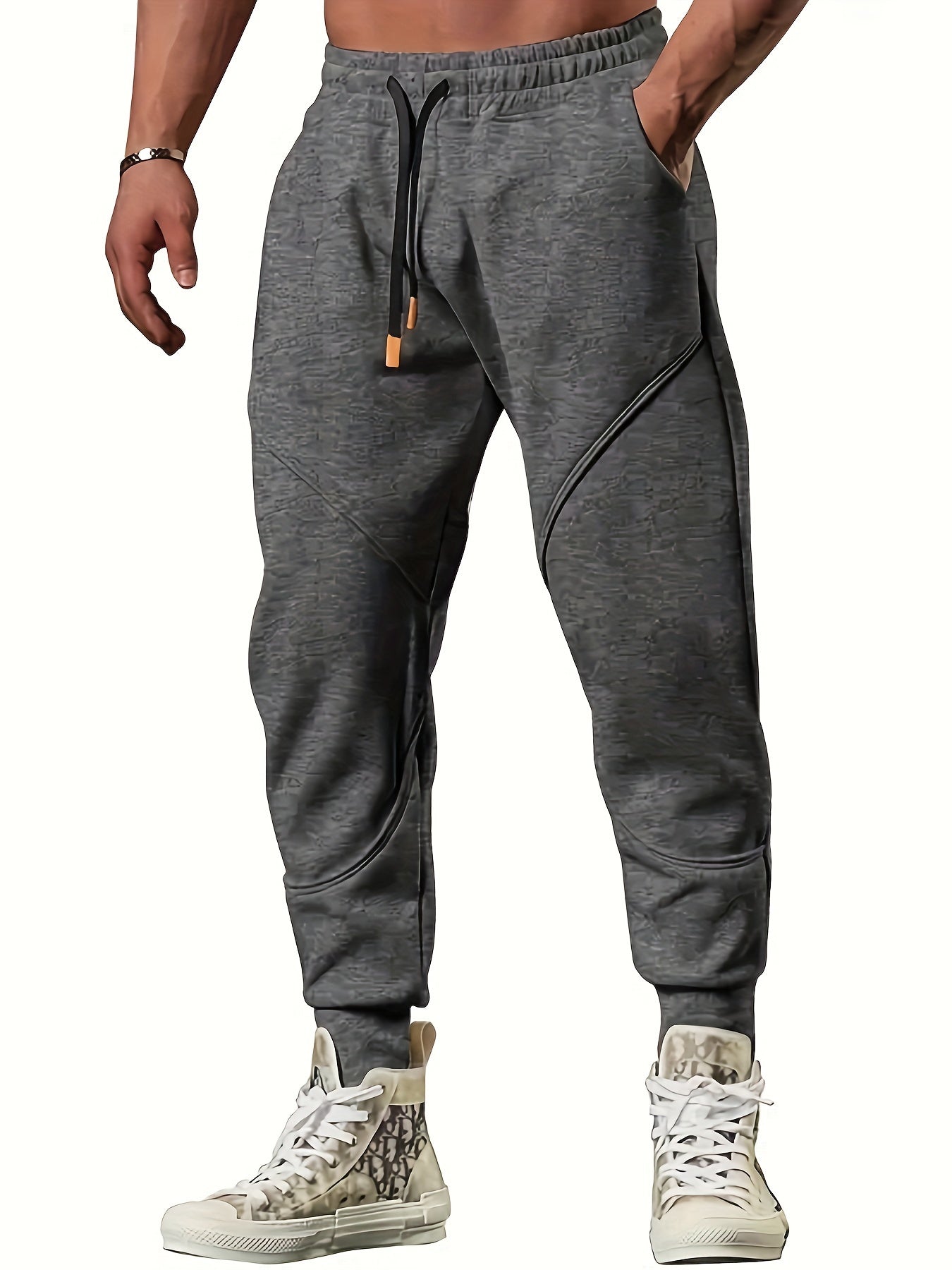 Classic Design Tapered Joggers, Men's Casual Stretch Waist Drawstring Sports Pants - MVP Sports Wear & Gear