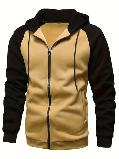 Contrast Color Men's Casual Hooded Jacket For Outdoors Hiking Running - MVP Sports Wear & Gear