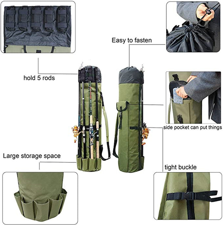 Cylinder Outdoor Multifunctional Fishing Rod Bag Gear Storage - MVP Sports Wear & Gear