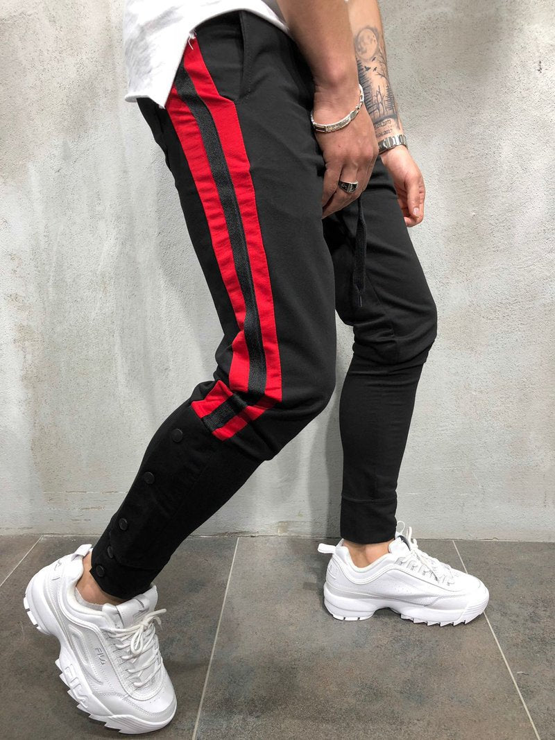 Elastic Waist Men's Side Stripe Hip Hop Jogger Pants by Land of Nostalgia - MVP Sports Wear & Gear