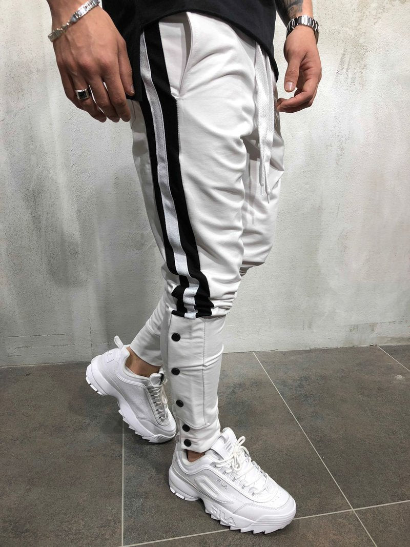 Elastic Waist Men's Side Stripe Hip Hop Jogger Pants by Land of Nostalgia - MVP Sports Wear & Gear