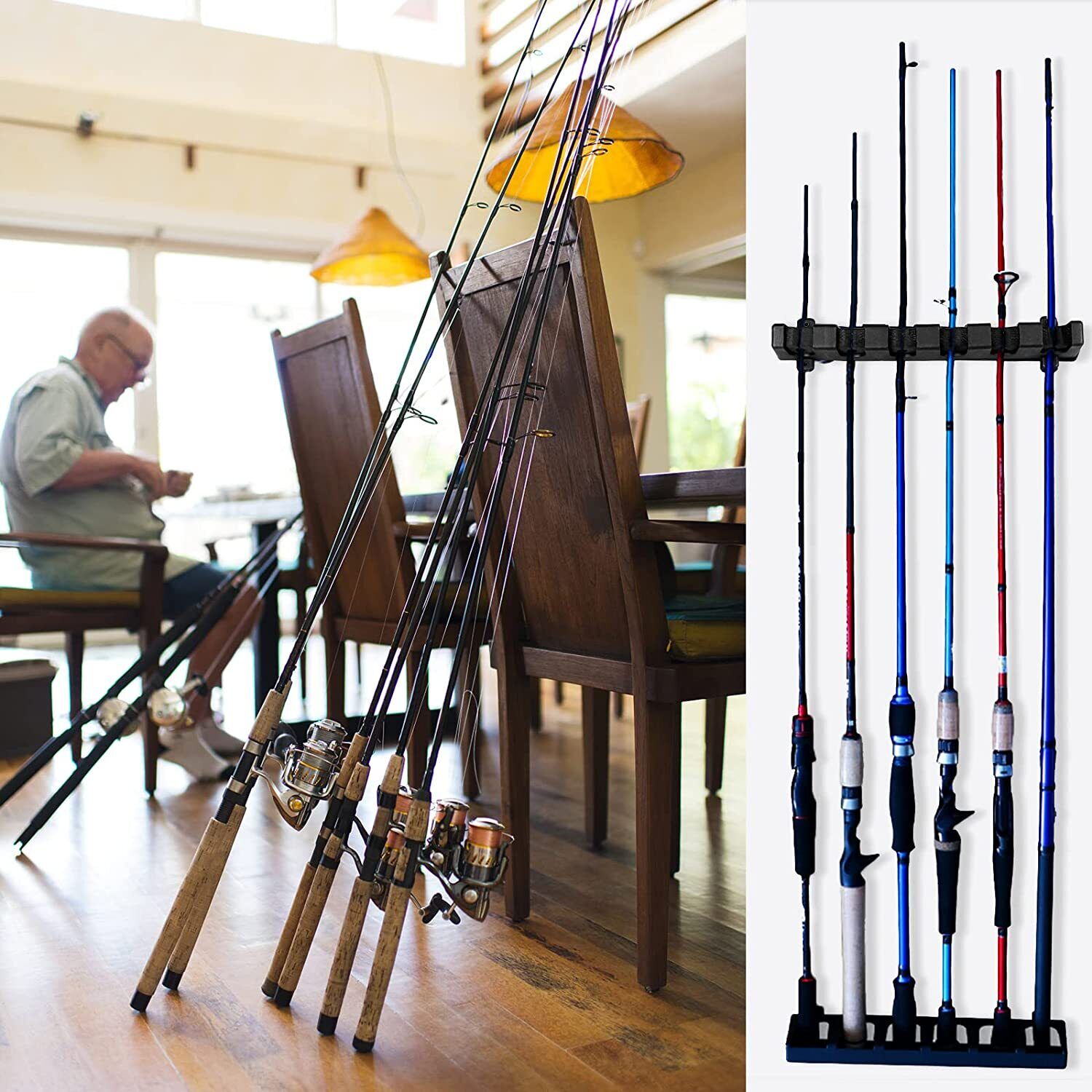 Fishing Rod Rack Vertical Holder Horizontal Wall Mount Boat Pole Stand Storage - MVP Sports Wear & Gear