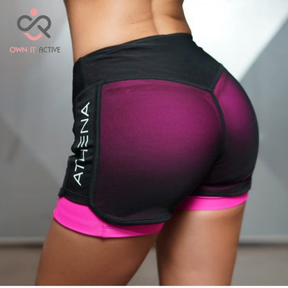 Fitness Yoga Shorts for Women Compression Mesh Overlay Gym Slim Fit Running Sports Quick Dry Cardio Training P145 - MVP Sports Wear & Gear