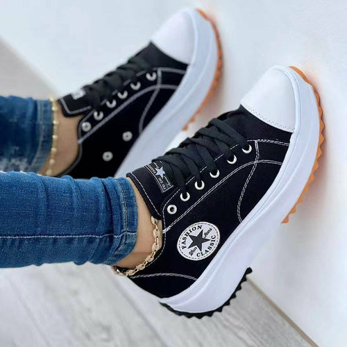 Flat Lace-Up Sneakers Pattern Canvas Casual  Sport - MVP Sports Wear & Gear