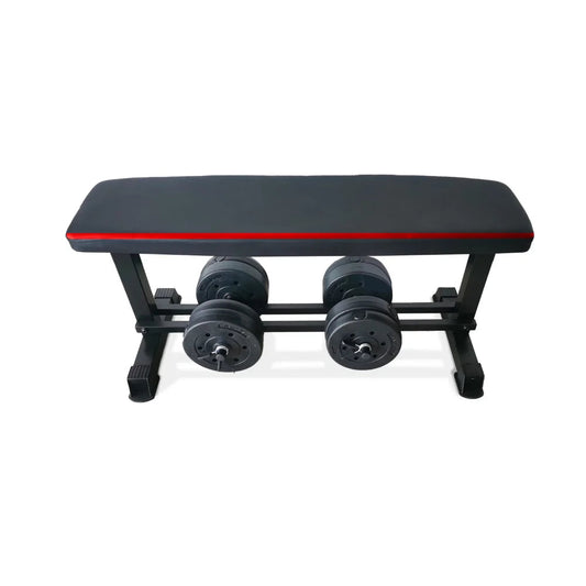 Flat Weight Bench & 50 lbs Adjustable Vinyl Dumbbell Set Combo - MVP Sports Wear & Gear