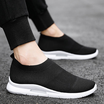 Flying Knit Sneakers Men's Mesh White Black Casual Sneakers - MVP Sports Wear & Gear