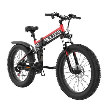 Folding Fat Ebike 1000W Electric Bike 48V 4.0 Mountain Moped E Bike Front and Rear Mechanical Disc Brakes 26 Inch eMTB Bicycle - MVP Sports Wear & Gear