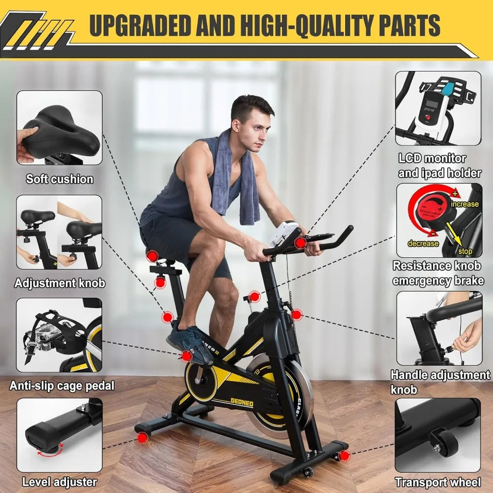 GEONEO Exercise Bike/Magnetic Resistance Exercise Bike for Home, Stationary Indoor Cycling Bike Cardio Gym with Ipad - MVP Sports Wear & Gear