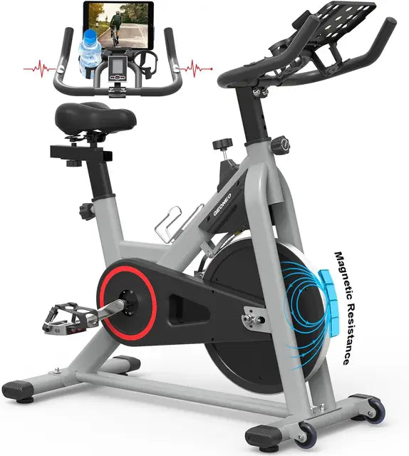 GEONEO Exercise Bike/Magnetic Resistance Exercise Bike for Home, Stationary Indoor Cycling Bike Cardio Gym with Ipad - MVP Sports Wear & Gear