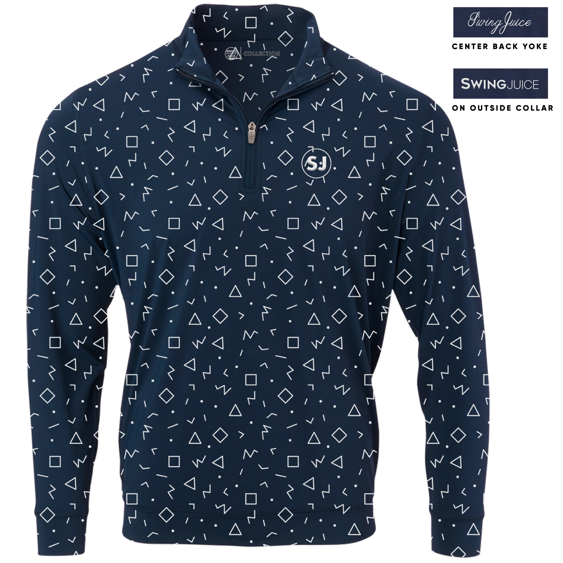 Golf Memphis Geometric Men's Quarter Zip by SwingJuice LLC - MVP Sports Wear & Gear