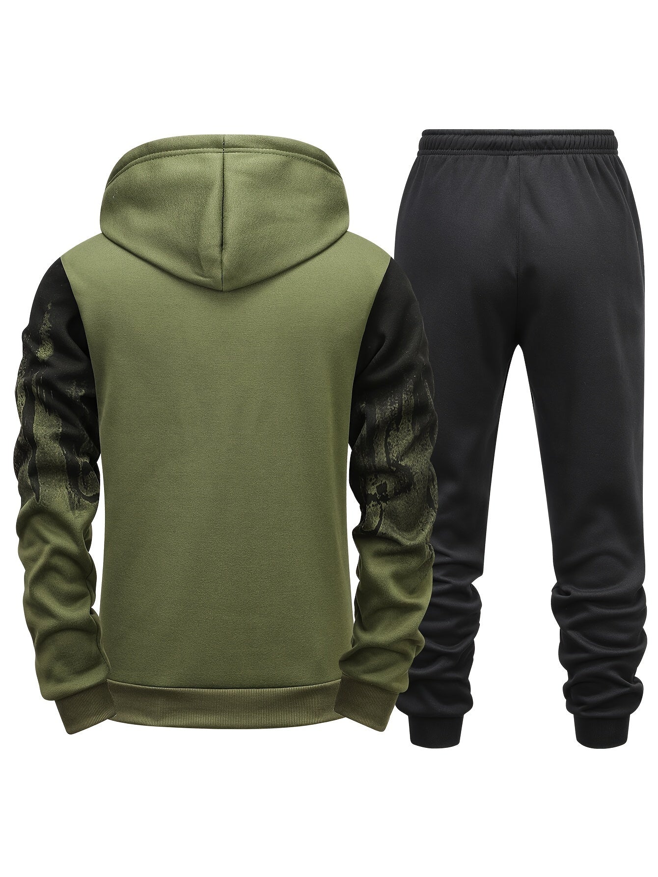 Gradient Style Print Men's 2 Pieces Outfits, Men's Pocket Hoodie And Drawstring Sports Trousers, Casual Wear MVP Sports Wear & Gear