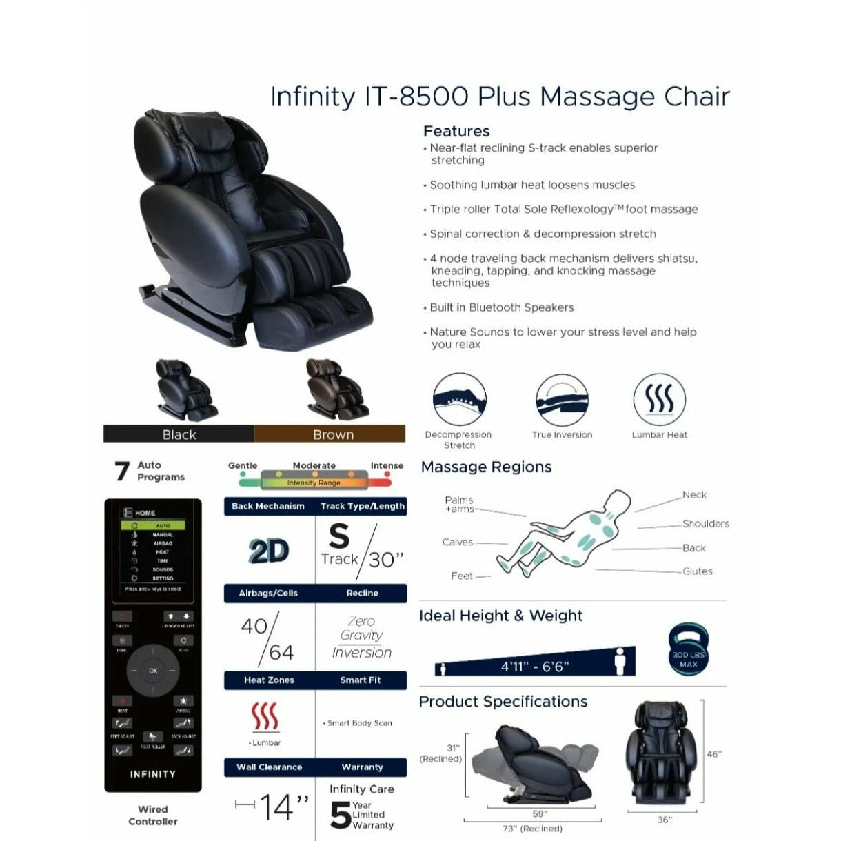 Infinity IT-8500 Plus Massage Chair by Best Body Massage Chair - MVP Sports Wear & Gear