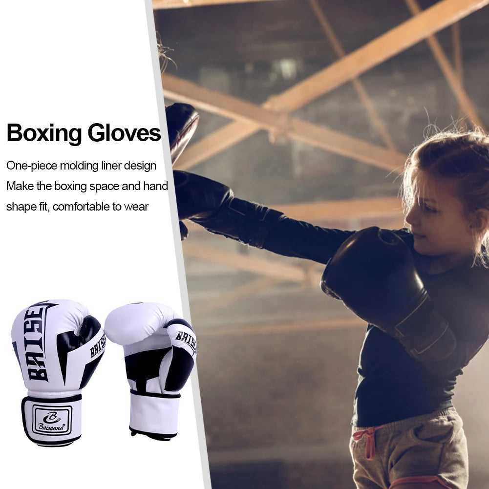 Kick Boxing Gloves for Men Women PU Leather MMA Sanda Training Gloves Karate Muay Thai Kickboxing Fighting Gloves for Adult Kids - MVP Sports Wear & Gear