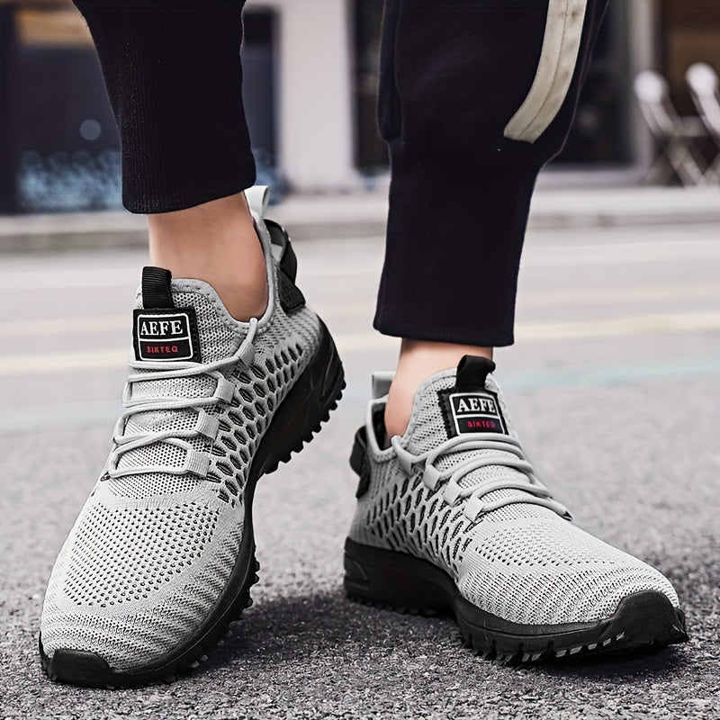 Men's Casual Geometric Print Breathable Mesh Lace-up Sneakers MVP Sports Wear & Gear